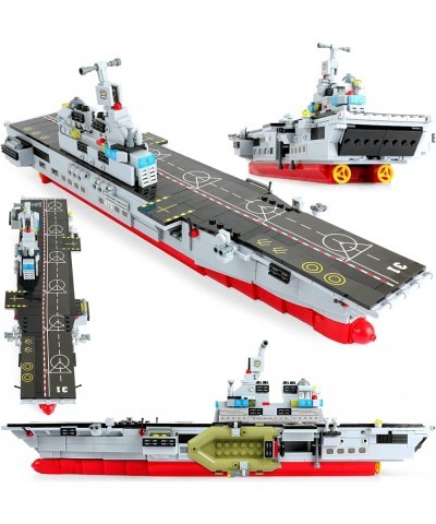 1161 Pieces Aircraft Carrier Building Blocks Set 13 in 1 Military Battleship Model Building Toy Kit with Armored Tank Fighter...