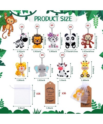 108 Pcs Safari Animals Party Favors Including 36 Pcs Cute Jungle Animal Keychains 36 Pcs Thank You Kraft Tags 36 Pcs White Or...