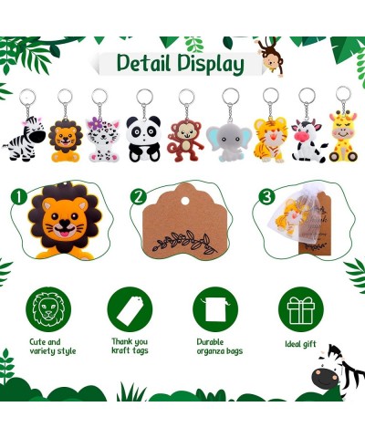 108 Pcs Safari Animals Party Favors Including 36 Pcs Cute Jungle Animal Keychains 36 Pcs Thank You Kraft Tags 36 Pcs White Or...