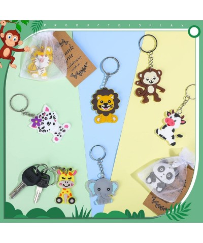 108 Pcs Safari Animals Party Favors Including 36 Pcs Cute Jungle Animal Keychains 36 Pcs Thank You Kraft Tags 36 Pcs White Or...