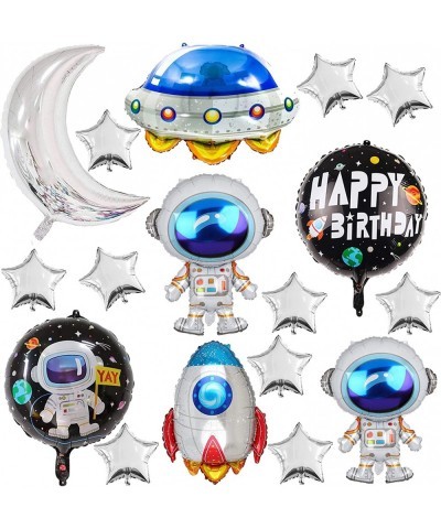 17Pcs Astronaut Spaceman Foil Balloons Rocket Airship Star Moon Balloons Helium Balloons Space Galaxy Themed Party Supplies H...