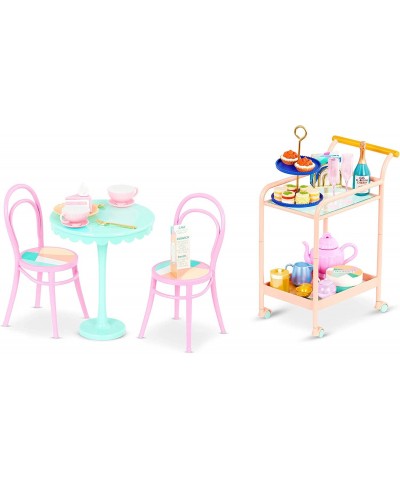 – Rolling Tea Cart Playset – Table & Chairs Furniture Teapot Party Play Food – 14-inch Doll Accessories – Toys for Kids Ages ...