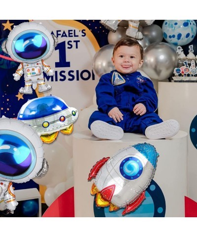 17Pcs Astronaut Spaceman Foil Balloons Rocket Airship Star Moon Balloons Helium Balloons Space Galaxy Themed Party Supplies H...