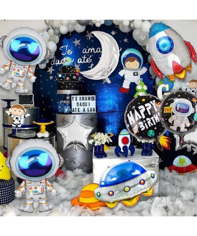 17Pcs Astronaut Spaceman Foil Balloons Rocket Airship Star Moon Balloons Helium Balloons Space Galaxy Themed Party Supplies H...