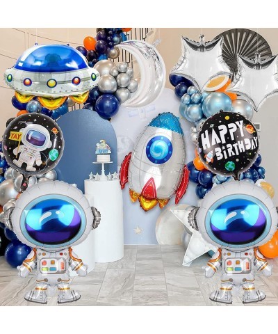 17Pcs Astronaut Spaceman Foil Balloons Rocket Airship Star Moon Balloons Helium Balloons Space Galaxy Themed Party Supplies H...