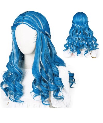 Colored Blue mix Grey Cosplay Wig with Face Sticker for Girls Addison+Wig Cap $39.35 Kids' Dress-Up Accessories