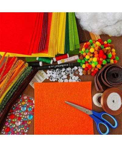 Bulk Felt Fall Craft Kit 52 Pcs Autumn Wool Blend Felt Sheets Pipe Cleaners Pom-Poms Wood Beads Googly Eyes for Kids Adults H...