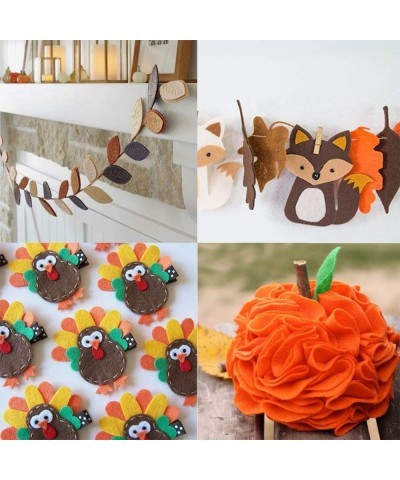 Bulk Felt Fall Craft Kit 52 Pcs Autumn Wool Blend Felt Sheets Pipe Cleaners Pom-Poms Wood Beads Googly Eyes for Kids Adults H...