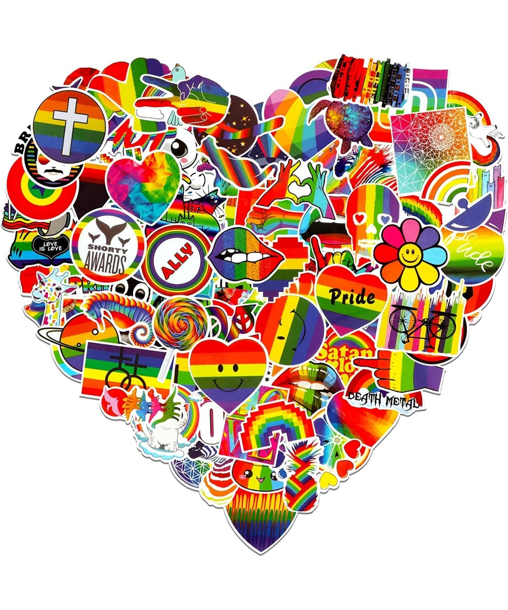 100 Pieces Rainbow Stickers for Kids Pride Stickers for Water Bottles Laptop Decoration Waterproof LGBTQ Stickers Bright Tech...