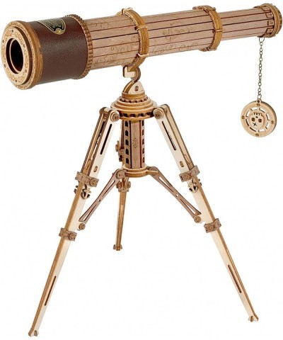 3D Puzzles for Adults Wooden Telescope Building Model Kit with Tripod for Adults -3X Magnification Science Kit Gifts for Boy/...