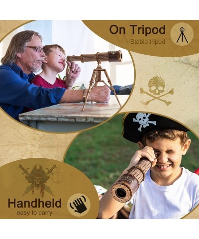 3D Puzzles for Adults Wooden Telescope Building Model Kit with Tripod for Adults -3X Magnification Science Kit Gifts for Boy/...