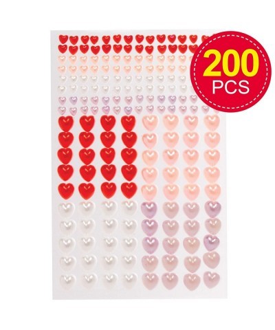 AT408 Heart Self-Adhesive Pearls - Pack of 200 Assorted Jewel Sticker Craft Embellishments for Kids Arts and Crafts Decoratin...