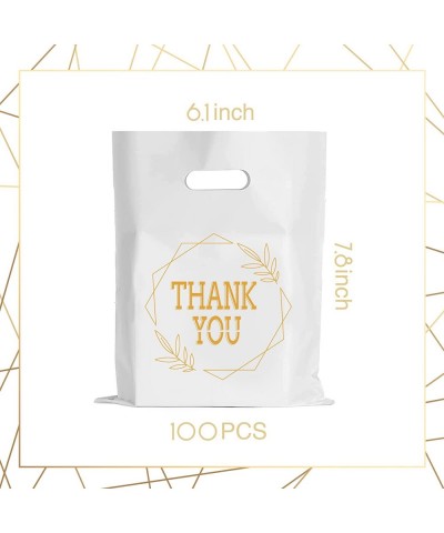 100 PCS Thank You Plastic Bags with Handles 6x7.8inch Merchandise Bags Party Favor Goodie Bags Mini Gift Bags Candy Cookie Tr...