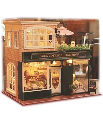 Wooden Dollhouse Miniatures DIY House Kit with Led Light and Dust Cover-Paris Coffee & Cake Shop $109.95 Dollhouses