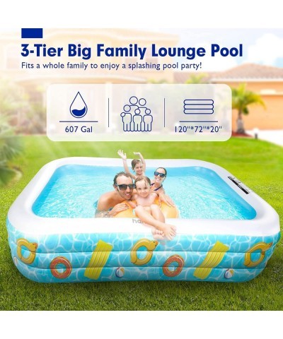 Inflatable Above Pool for Adults Kids - Kiddie Pool 120" x 72" x 22" Inflatable Above Ground Swimming Pool Thickened Family I...