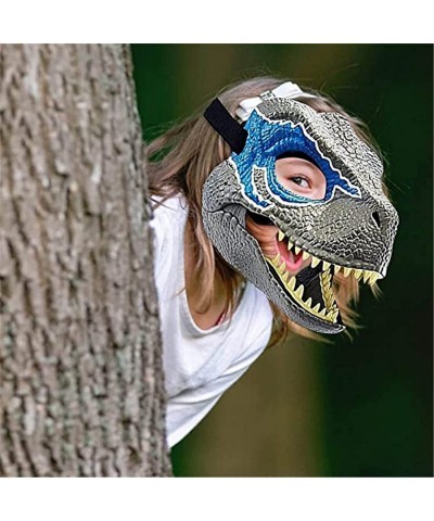 Halloween Dino Mask with Moving Jaw Raptor Dinosaur Latex Toys Mask 3D Dinosaur Mask Gift for Halloween Cosplay Costume (Gray...