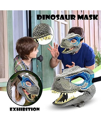 Halloween Dino Mask with Moving Jaw Raptor Dinosaur Latex Toys Mask 3D Dinosaur Mask Gift for Halloween Cosplay Costume (Gray...