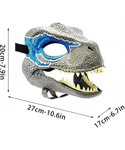 Halloween Dino Mask with Moving Jaw Raptor Dinosaur Latex Toys Mask 3D Dinosaur Mask Gift for Halloween Cosplay Costume (Gray...