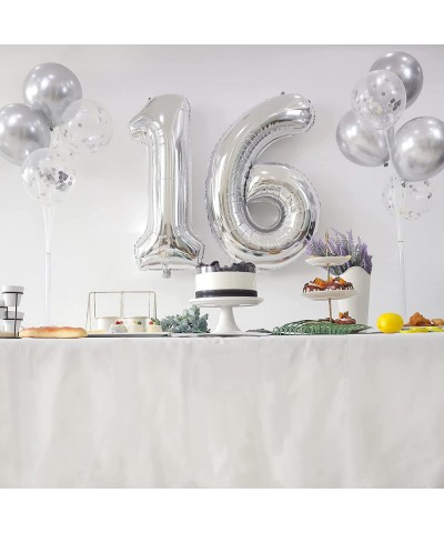 Birthday Party Balloons Decorations Set - 40 Inches Silver Number Balloons and 10pcs 12 Inches Latex Balloons Birthday Party ...