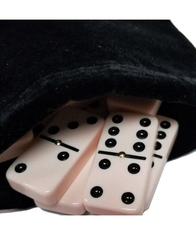 Domino Double Six 6 Creamy Blush Tiles Jumbo Tournament Professional Size with Spinners in Black Elegant Velvet Bag $49.87 Do...