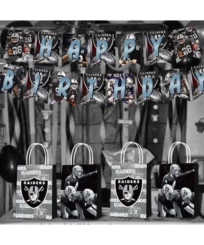 16 Pcs Las-Vegas Raiders Party Paper Gift Bags 2 Styles Party Favor Bags for Las-Vegas Raiders Theme Birthday Party Decoratio...