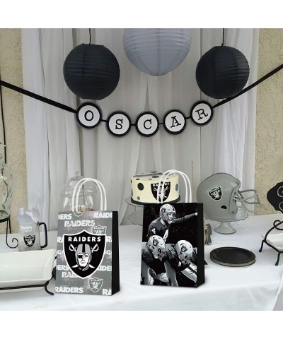 16 Pcs Las-Vegas Raiders Party Paper Gift Bags 2 Styles Party Favor Bags for Las-Vegas Raiders Theme Birthday Party Decoratio...