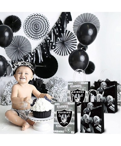 16 Pcs Las-Vegas Raiders Party Paper Gift Bags 2 Styles Party Favor Bags for Las-Vegas Raiders Theme Birthday Party Decoratio...