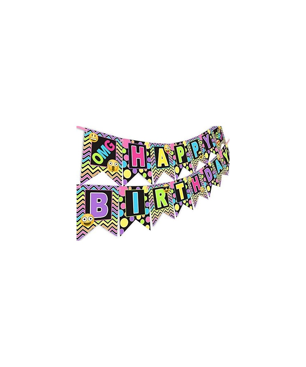 Emoji Rainbow Happy Birthday Banner Pennant Tween Birthday Teen Birthday $16.44 Kids' Party Decorations