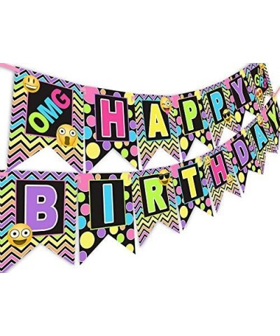 Emoji Rainbow Happy Birthday Banner Pennant Tween Birthday Teen Birthday $16.44 Kids' Party Decorations