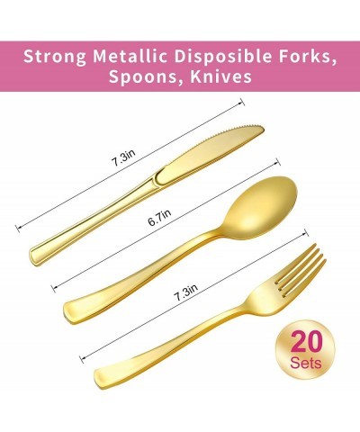 Pink and Gold Disposable Party Dinnerware Set 20 Guest -141PCS with Paper Plates Napkins 9oz Cups Plastic Silverware( Forks K...