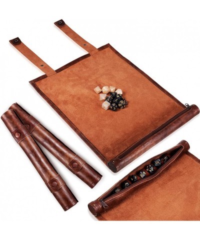 Dice Tray Dice Mat Folding Rolling Mat Dice Scroll Leather Dice Holder Bag Storage Box Compatible with DND RPG Table Game Dic...