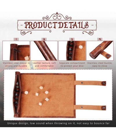 Dice Tray Dice Mat Folding Rolling Mat Dice Scroll Leather Dice Holder Bag Storage Box Compatible with DND RPG Table Game Dic...