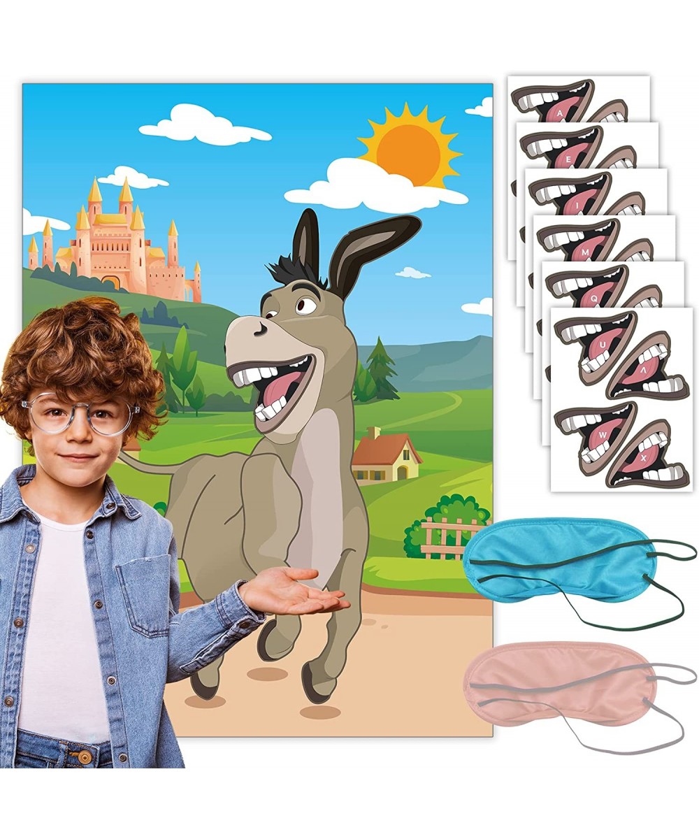 Birthday Party Games for Kids Pin The Mouth on The Donkey Pin The Tail on The Donkey Reusable 24 Stickers with 2 Blindfolds $...