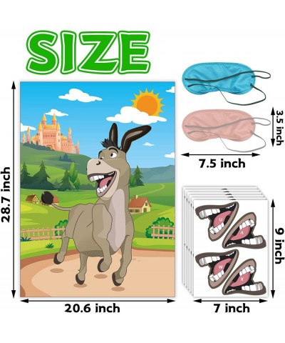 Birthday Party Games for Kids Pin The Mouth on The Donkey Pin The Tail on The Donkey Reusable 24 Stickers with 2 Blindfolds $...