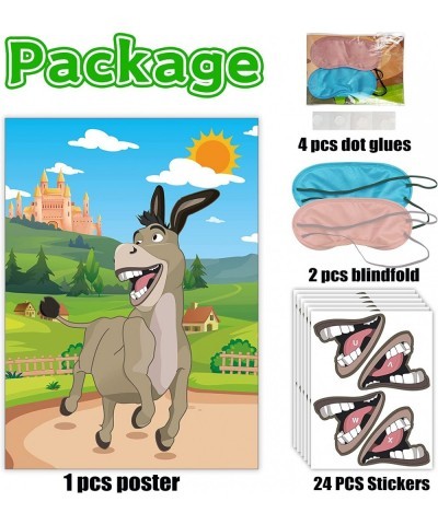 Birthday Party Games for Kids Pin The Mouth on The Donkey Pin The Tail on The Donkey Reusable 24 Stickers with 2 Blindfolds $...