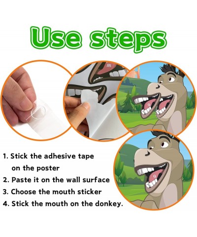 Birthday Party Games for Kids Pin The Mouth on The Donkey Pin The Tail on The Donkey Reusable 24 Stickers with 2 Blindfolds $...