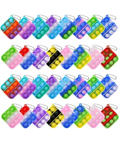 32 Pcs Mini Pop Fidget Toy Pack Simple Bubble Popping Keychain Squeeze Rainbow Stress Relief Sensory Hand Toy Anti-Anxiety Of...