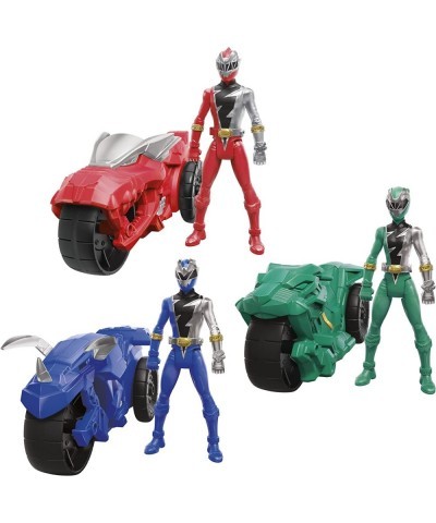 Dino Fury Rip N Go Battle Rider 3-Pack and Dino Fury Red Ranger Green Ranger Blue Ranger 6-Inch-Scale Vehicles Figures Toys (...