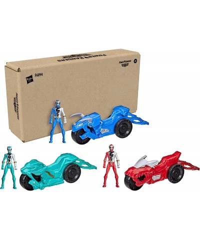 Dino Fury Rip N Go Battle Rider 3-Pack and Dino Fury Red Ranger Green Ranger Blue Ranger 6-Inch-Scale Vehicles Figures Toys (...