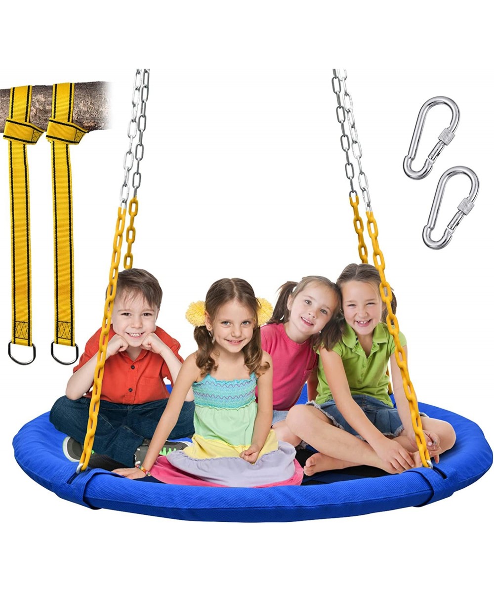 1 000lbs 40" Saucer Tree Swing for Kids Adults with Heavy Duty Chains Plastic Coated Textilene Wear-Resistant and 2pcs 10ft T...