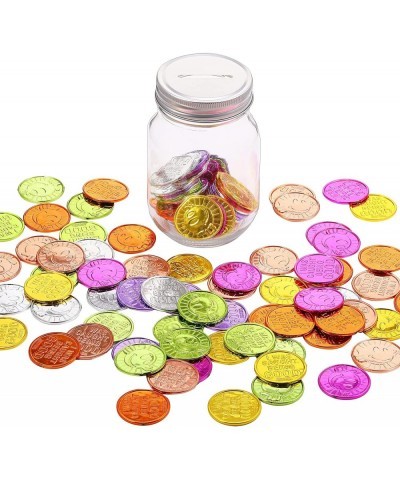 100 Pieces I was Caught Being Good Incentive Coins Colorful Plastic Coins Tokens for Kids Play Reward and 1 Glass Jar with Op...