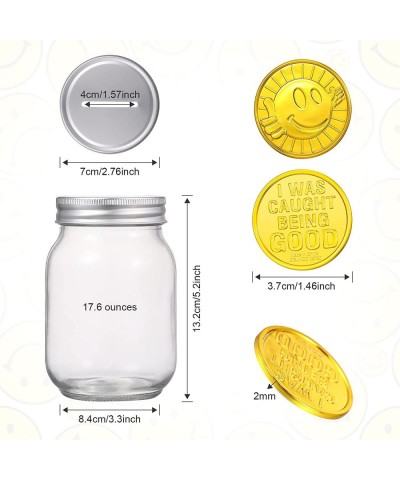 100 Pieces I was Caught Being Good Incentive Coins Colorful Plastic Coins Tokens for Kids Play Reward and 1 Glass Jar with Op...