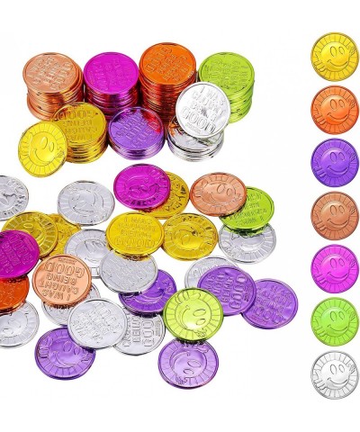 100 Pieces I was Caught Being Good Incentive Coins Colorful Plastic Coins Tokens for Kids Play Reward and 1 Glass Jar with Op...