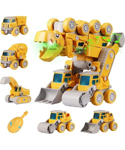 Dinosaur Toys for Kids 3-5 - 5-in-1 Take Apart Construction Vehicles Kids Toys Transform into STEM Building Dinosaur Toys Gif...