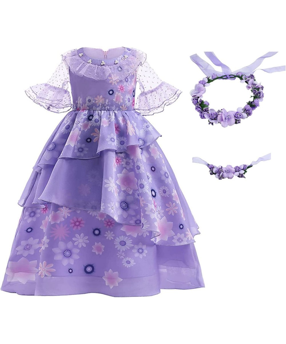 Kids Mirabel Isabella Encanto Costume Luisa Dress Girls Cosplay Outfit Dolores Princess Dress for Party Halloween Etc $58.47 ...