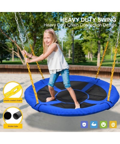 1 000lbs 40" Saucer Tree Swing for Kids Adults with Heavy Duty Chains Plastic Coated Textilene Wear-Resistant and 2pcs 10ft T...