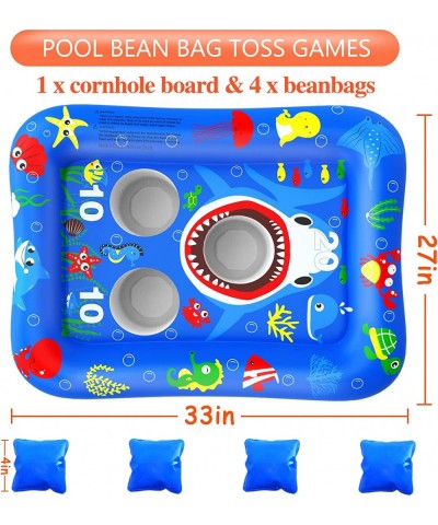 33" Inflatable Pool Cornhole Toys Games Pool Cornhole Bean Bag Toss Games with 4 Beanbags Pool Cornhole Games Party Supplies ...