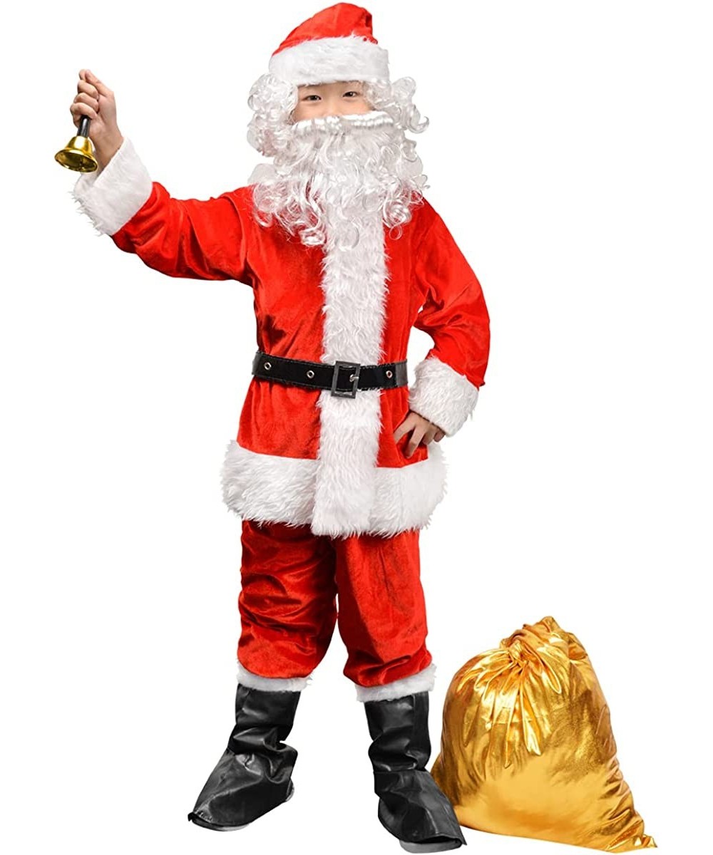 Children’s Santa Suit Costume for kids Red Deluxe Velvet Santa Suit Halloween Christmas Party Cosplay Costome (9PCS) $40.45 K...