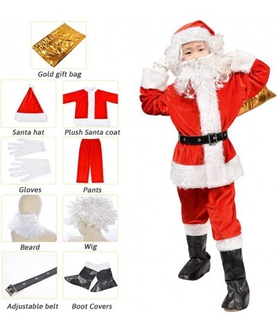 Children’s Santa Suit Costume for kids Red Deluxe Velvet Santa Suit Halloween Christmas Party Cosplay Costome (9PCS) $40.45 K...