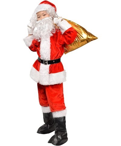 Children’s Santa Suit Costume for kids Red Deluxe Velvet Santa Suit Halloween Christmas Party Cosplay Costome (9PCS) $40.45 K...